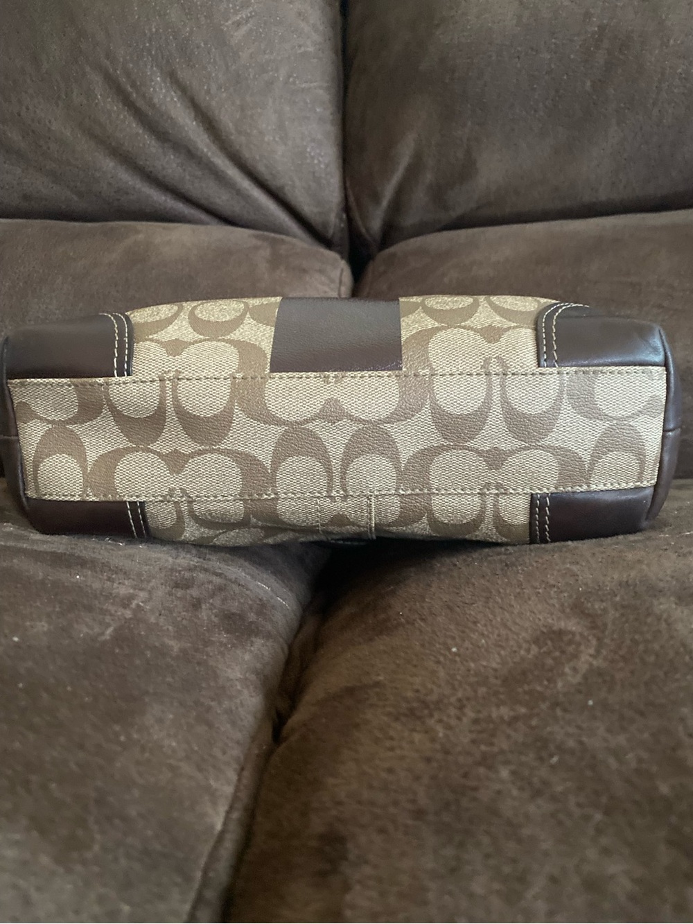 Coach Heritage Khaki Chestnut Coated Canvas Tote - Picture 7 of 14